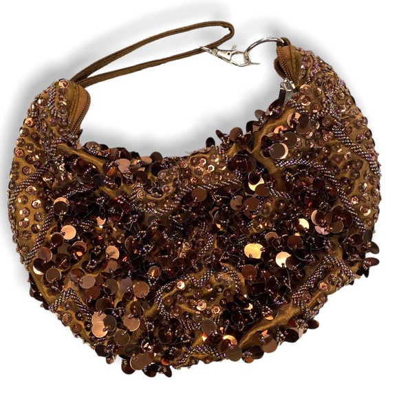 boutique Handbags - Copper sequins detailed shoulder bag